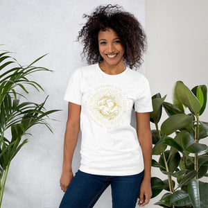 sovereignarm.com White / XS Zodiac Pisces, I am | Gold Print Short-Sleeve Unisex T-Shirt