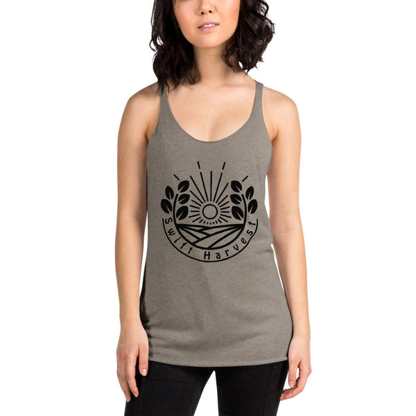 sovereignarm.com Womans Racerback Venetian Grey / XS Swift Harvest, Sun Shine | Black Print Women's Racerback Tank