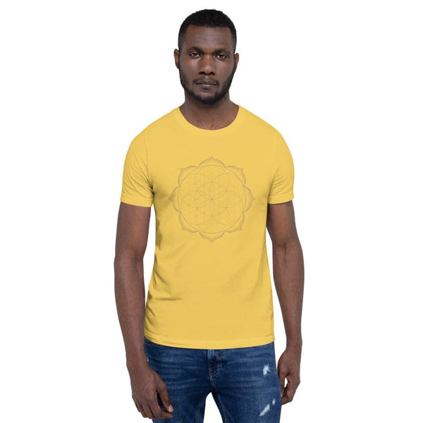 sovereignarm.com Yellow / S Flower of life lotus | Gold Print Short-Sleeve Unisex T-Shirt