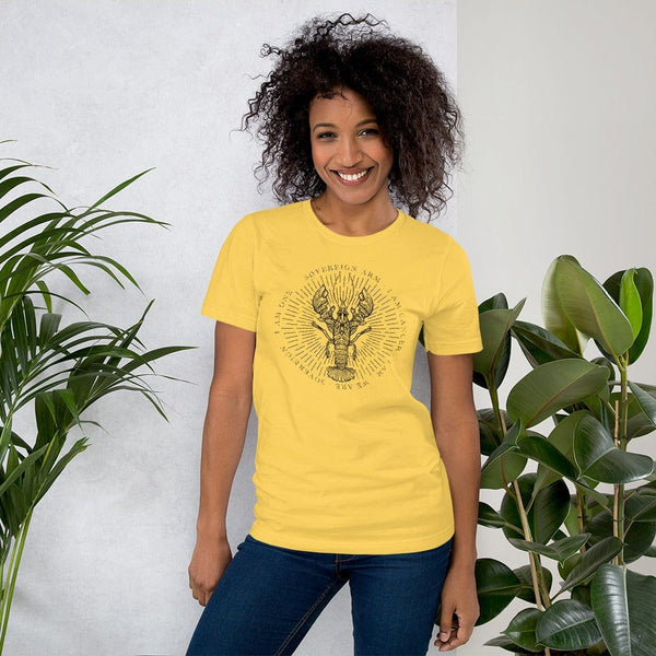 sovereignarm.com Yellow / S Zodiac Cancer, I am | Black Short-Sleeve Unisex T-Shirt