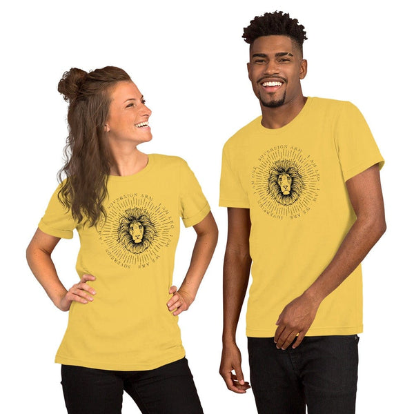 sovereignarm.com Yellow / S Zodiac Leo, I am | Black Print Short-Sleeve Unisex T-Shirt