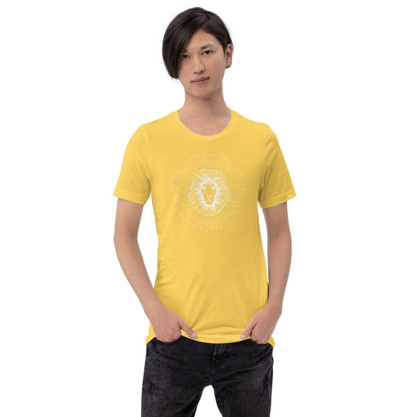 sovereignarm.com Yellow / S Zodiac Leo, I am | White Print Short-Sleeve Unisex T-Shirt