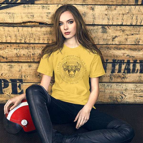 sovereignarm.com Yellow / S Zodiac Taurus, I am | Black Print Short-Sleeve Unisex T-Shirt