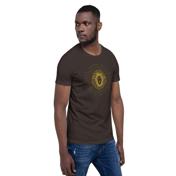 sovereignarm.com Zodiac Leo, I am | Gold Print Short-Sleeve Unisex T-Shirt