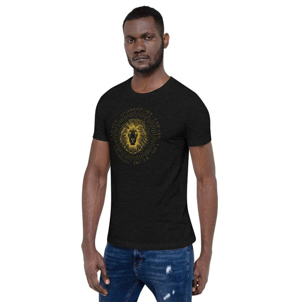 sovereignarm.com Zodiac Leo, I am | Gold Print Short-Sleeve Unisex T-Shirt