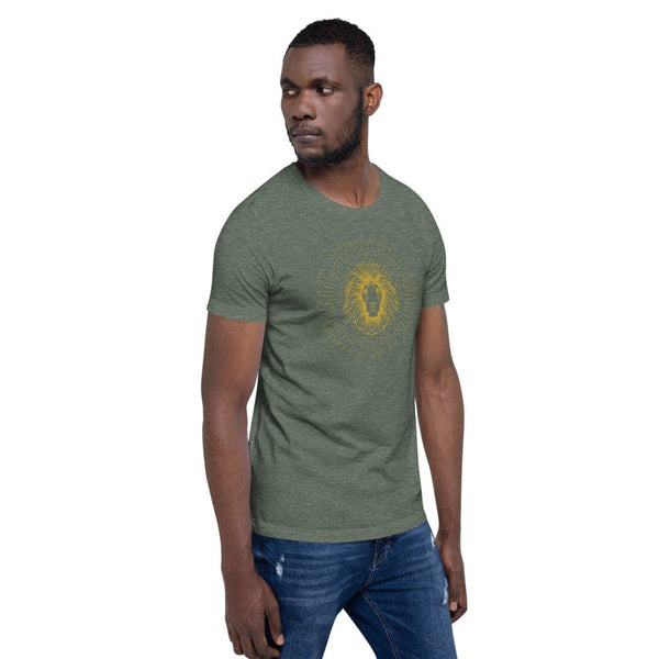 sovereignarm.com Zodiac Leo, I am | Gold Print Short-Sleeve Unisex T-Shirt