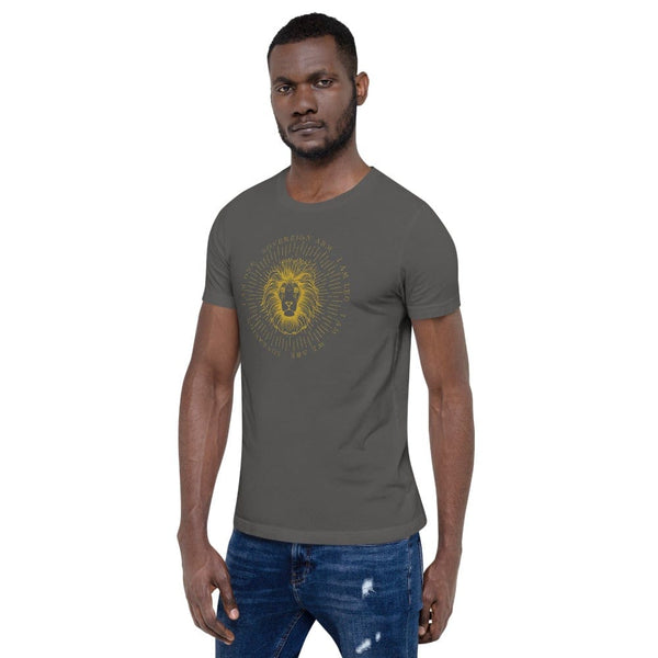 sovereignarm.com Zodiac Leo, I am | Gold Print Short-Sleeve Unisex T-Shirt