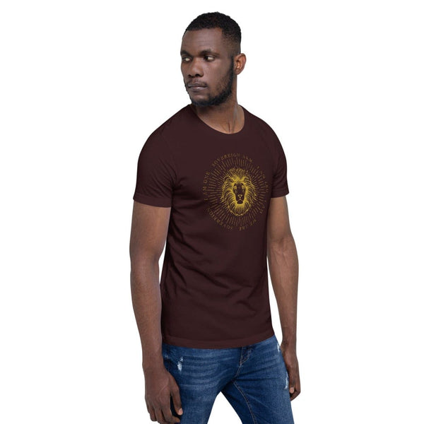 sovereignarm.com Zodiac Leo, I am | Gold Print Short-Sleeve Unisex T-Shirt