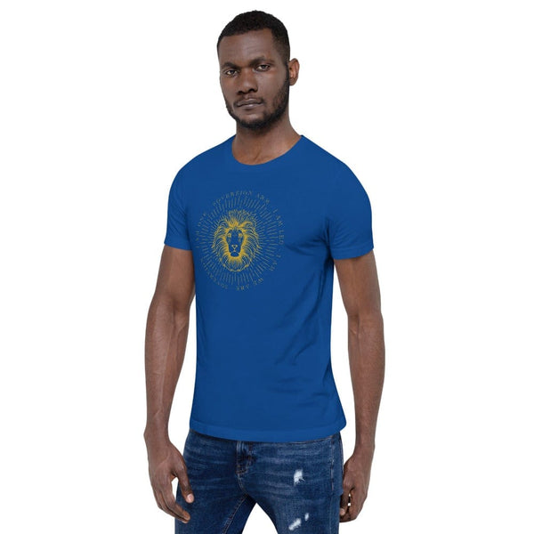 sovereignarm.com Zodiac Leo, I am | Gold Print Short-Sleeve Unisex T-Shirt