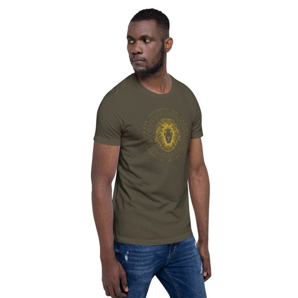 sovereignarm.com Zodiac Leo, I am | Gold Print Short-Sleeve Unisex T-Shirt