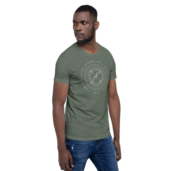 sovereignarm.com Zodiac Sagittarius, I am | White Print Short-Sleeve Unisex T-Shirt