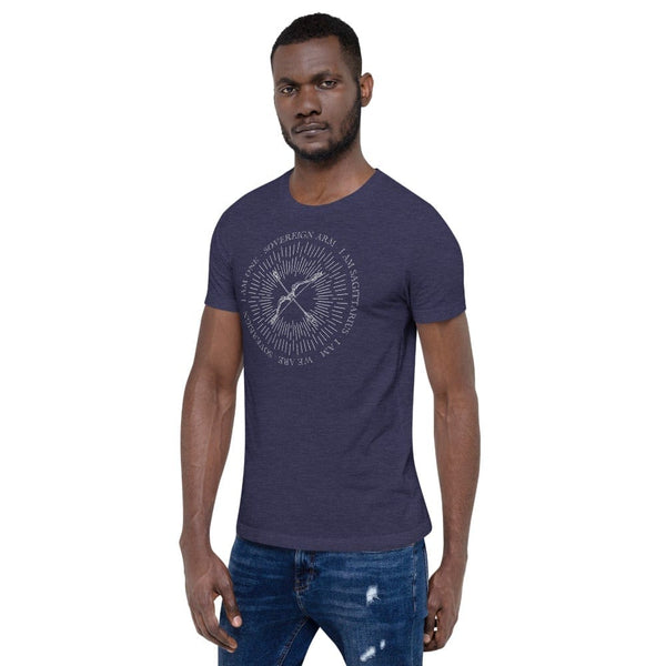 sovereignarm.com Zodiac Sagittarius, I am | White Print Short-Sleeve Unisex T-Shirt