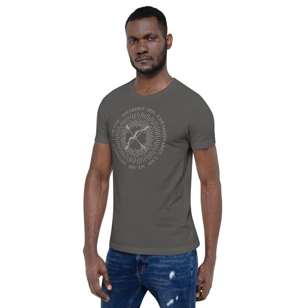 sovereignarm.com Zodiac Sagittarius, I am | White Print Short-Sleeve Unisex T-Shirt