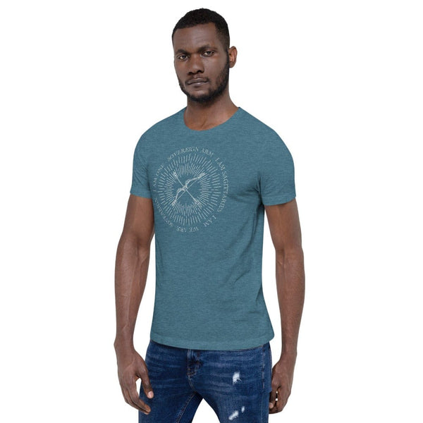 sovereignarm.com Zodiac Sagittarius, I am | White Print Short-Sleeve Unisex T-Shirt