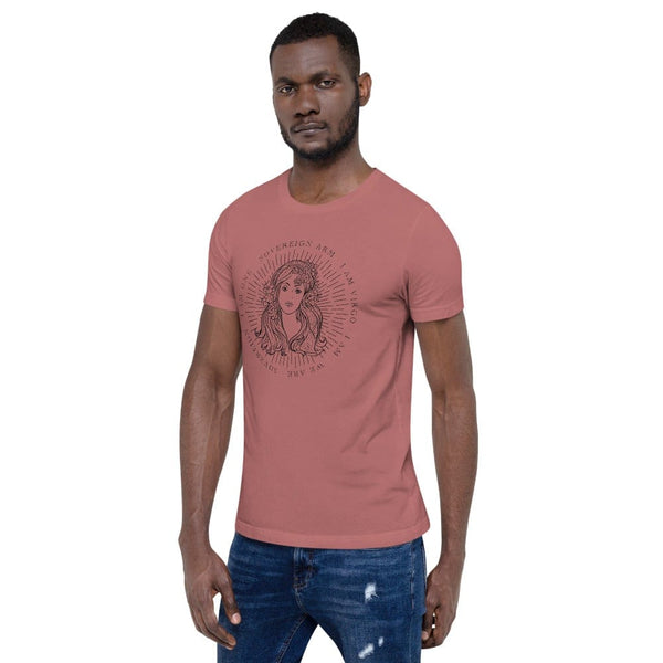 sovereignarm.com Zodiac Virgo, I am | Black Print Short-Sleeve Unisex T-Shirt